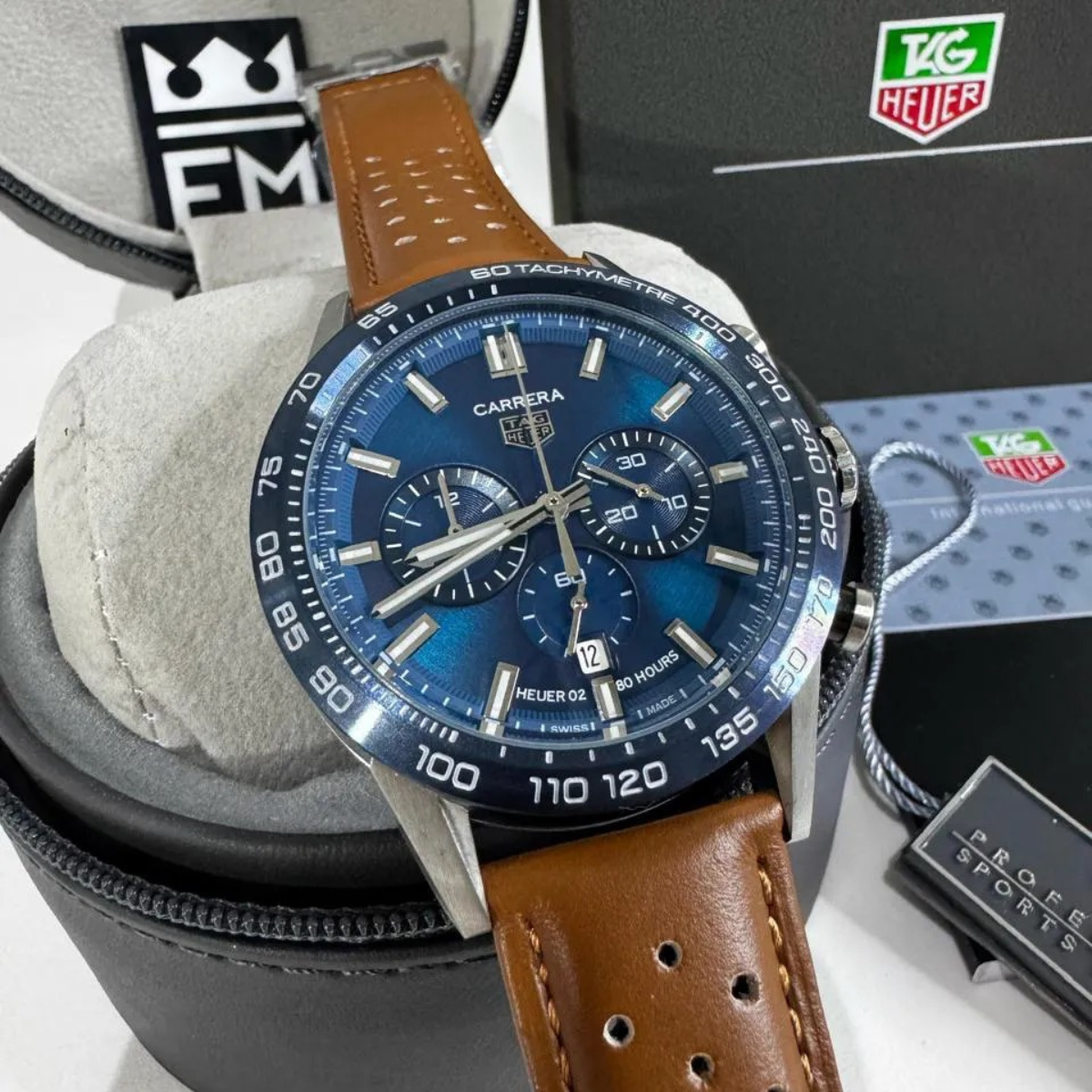 TH Carrera Chronograph – Blue/Brown – Heuer 02 – 80 Hours