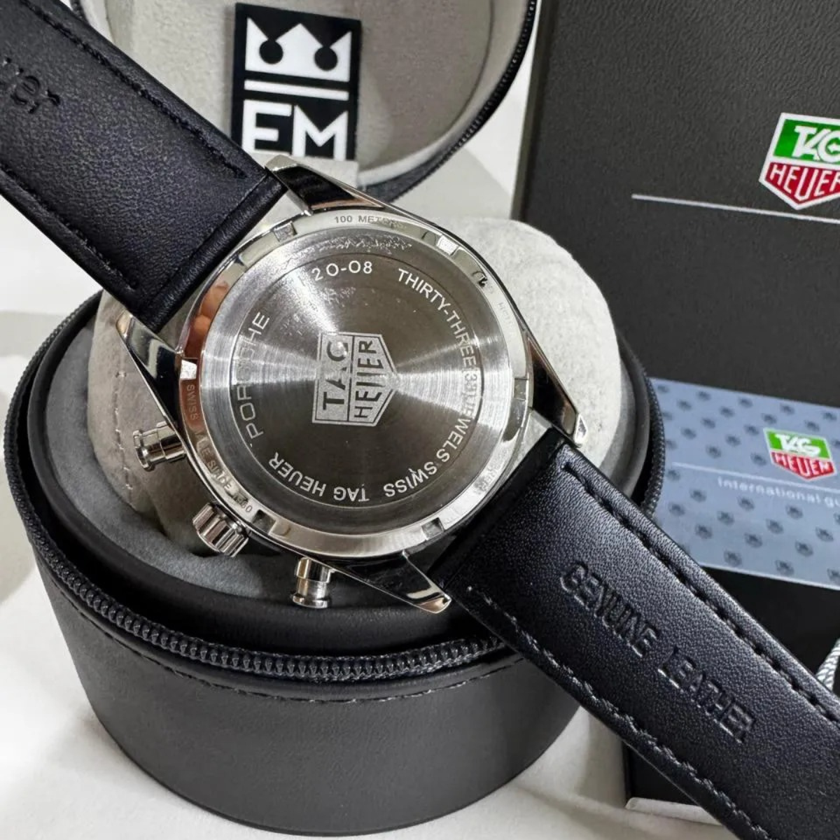 TH Carrera Chronosprint – Silver/Black – Leather Strap TAG Heuer