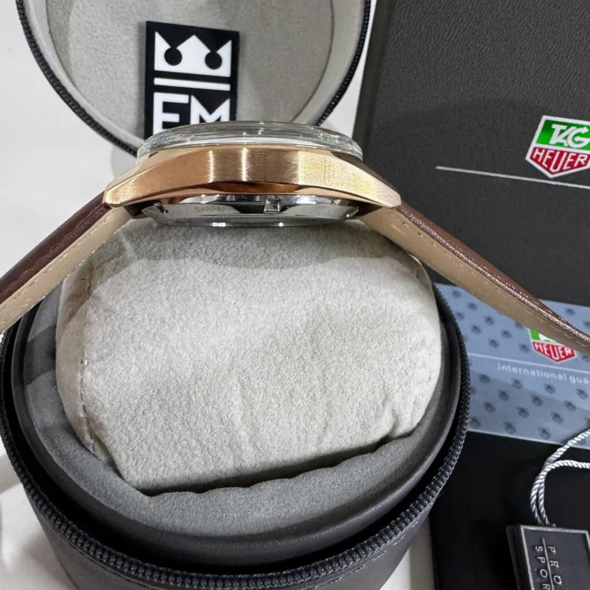TH Carrera Chronosprint – Silver/Red – Brown Leather Strap TAG Heuer