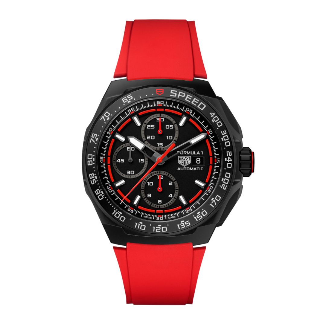 TH Formula 1 Automatic Chronograph – Black Red with Red Rubber Strap