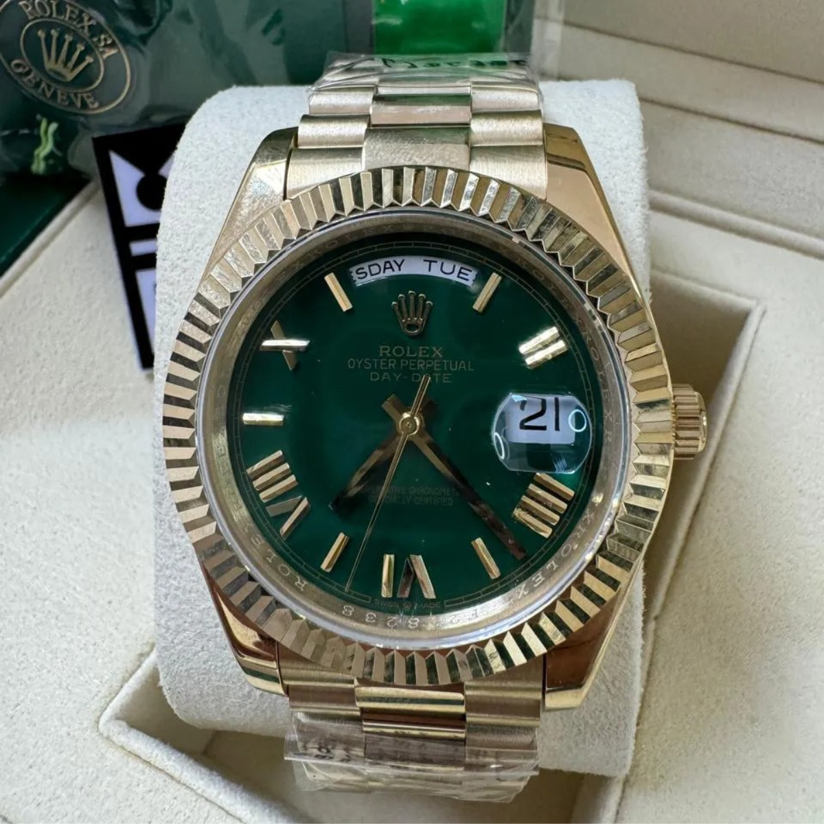 RX Day-Date 40 – Green Dial with Roman Numerals