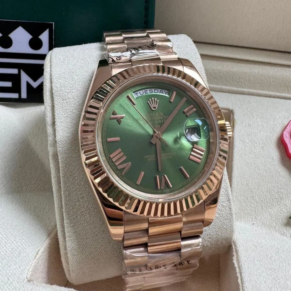 RX Day-Date 40 – Green Dial with Roman Numerals B