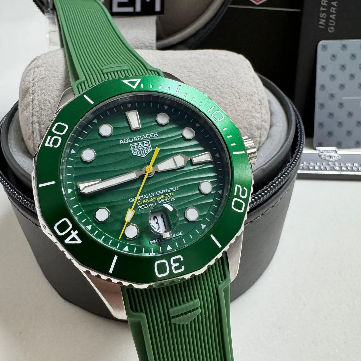TH  Aquaracer Green Chronometer 300M Rubber Strap