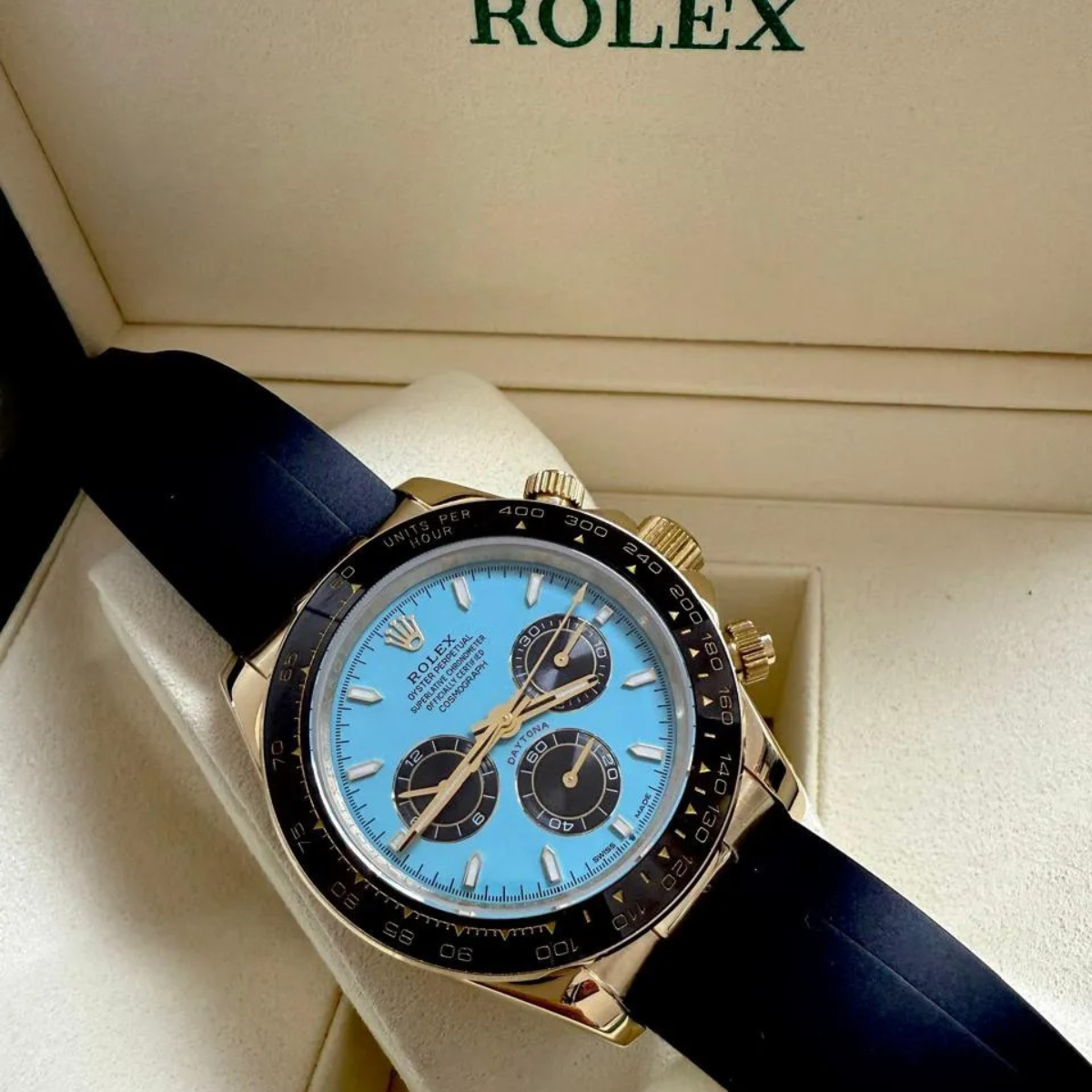 RX Daytona 126518 YG – Yellow Gold – Turquoise Blue Dial