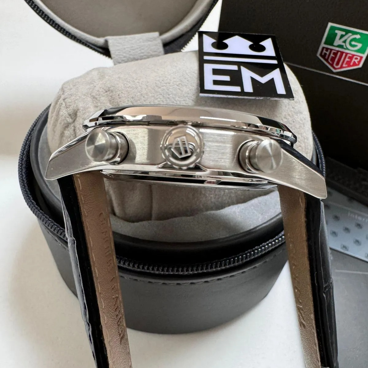TH Carrera Chronograph – Black/Rose Gold Leather Strap TAG Heuer