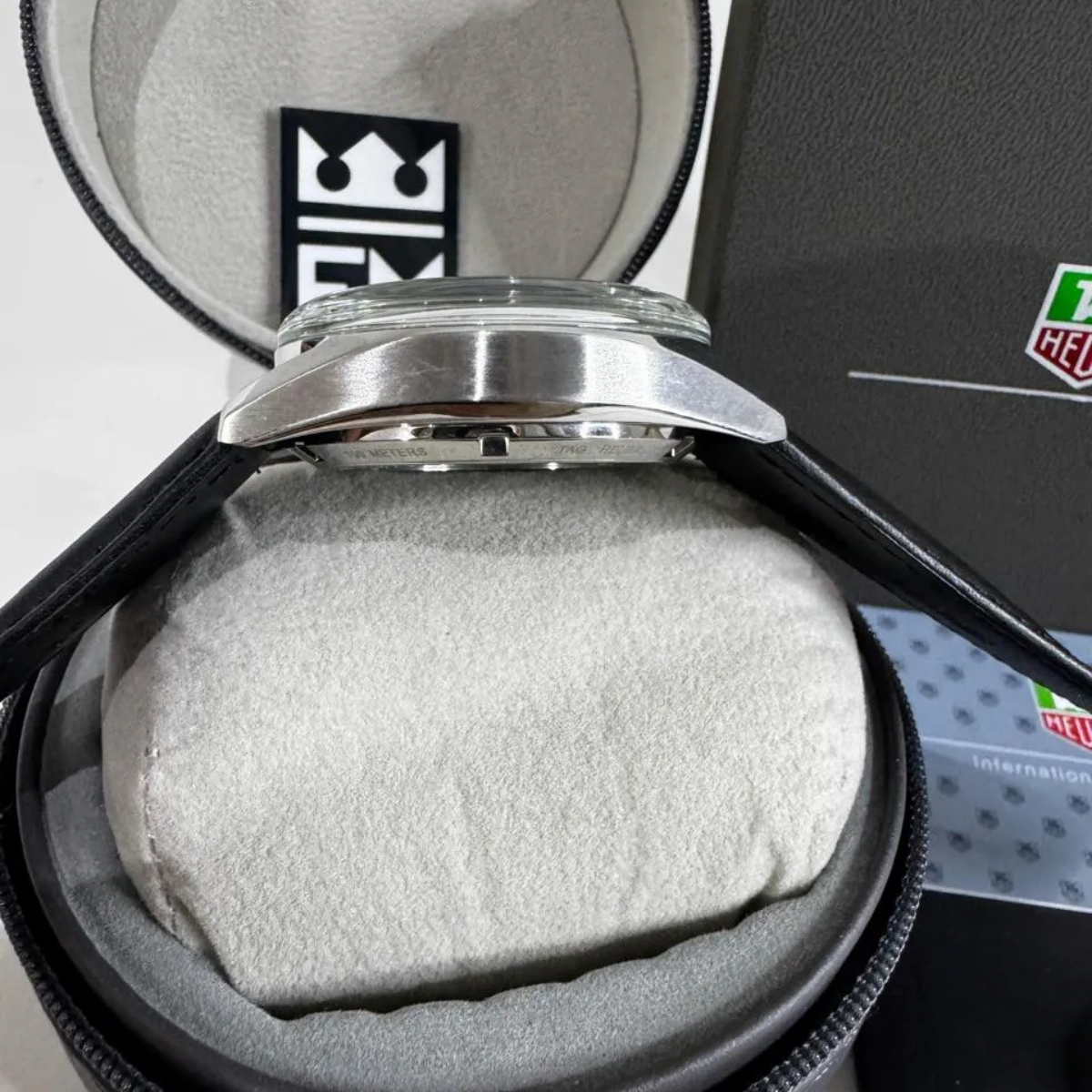 TH Carrera Chronosprint – Silver/Black – Leather Strap TAG Heuer