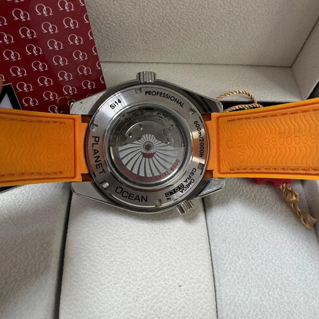 Seamaster Planet Ocean “Co-Axial Chronometer” – Blue/Orange | White Dial
