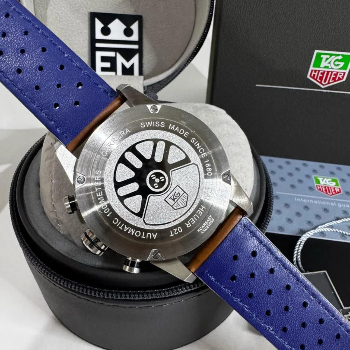 TH Carrera Chronograph – Blue/Brown – Heuer 02 – 80 Hours TAG Heuer